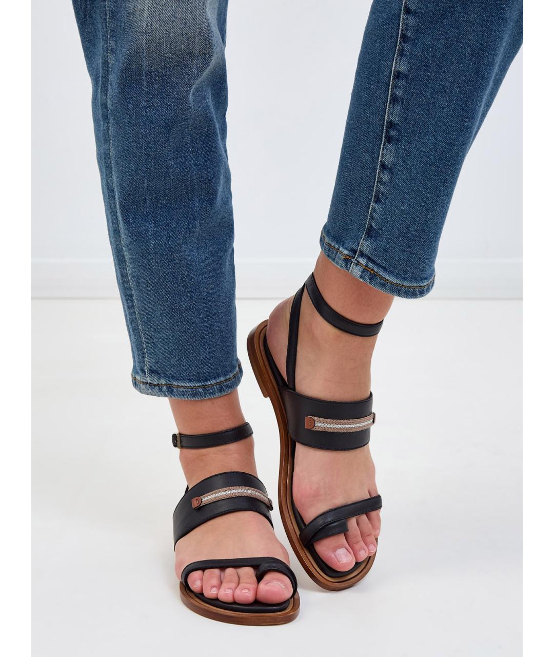 LORENA ANTONIAZZI Черные кожаные сандалии, фото 2