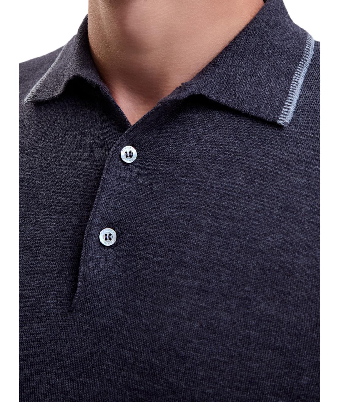 CANALI Серое поло с длинным рукавом, фото 5