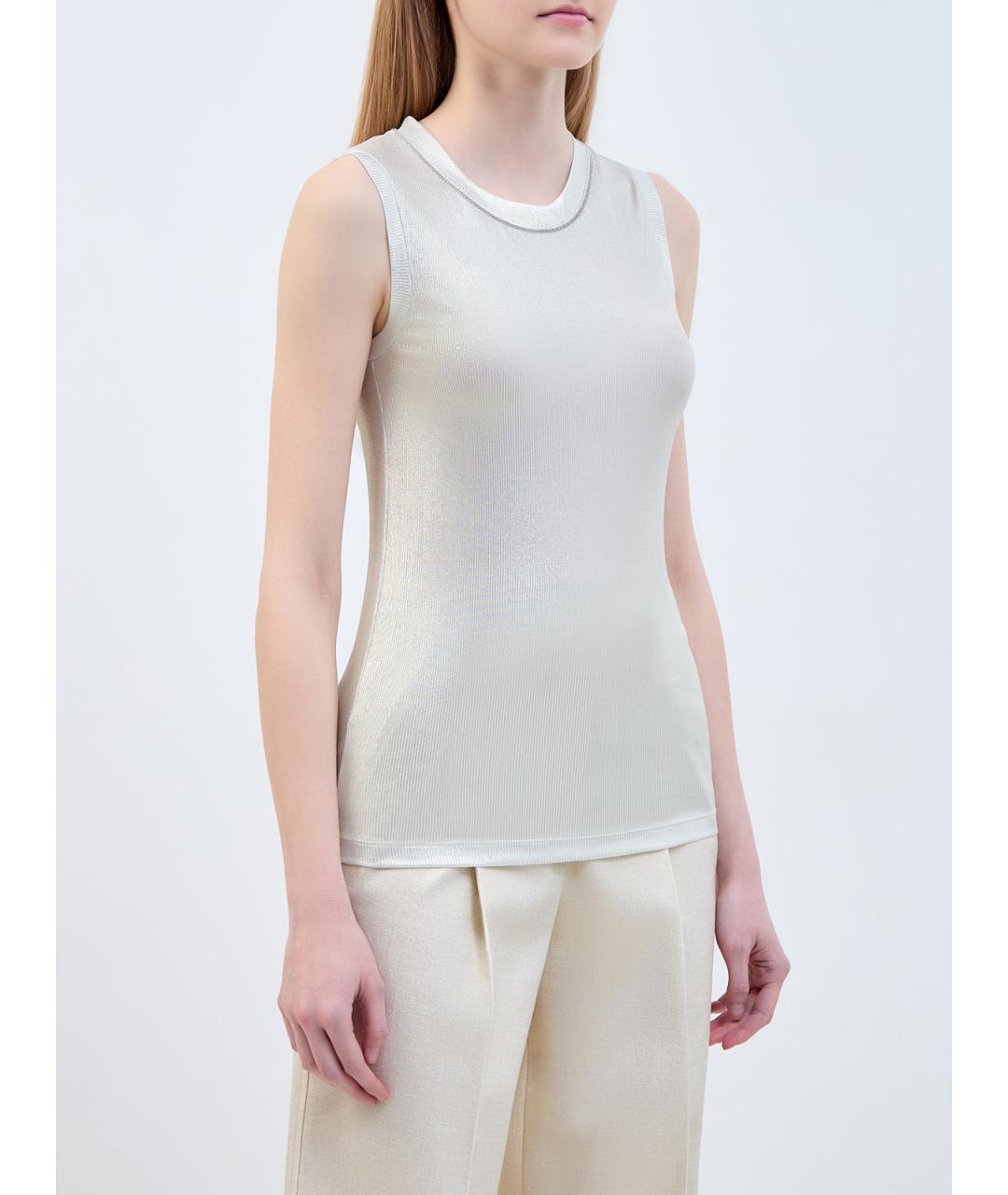 PESERICO Белая вискозная майка, фото 3