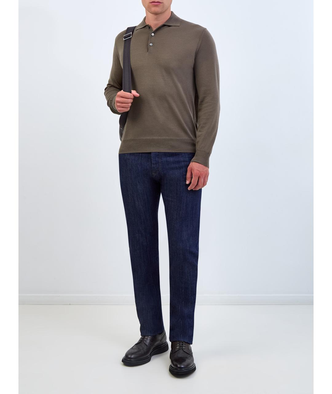 CANALI Синие хлопковые джинсы скинни, фото 2