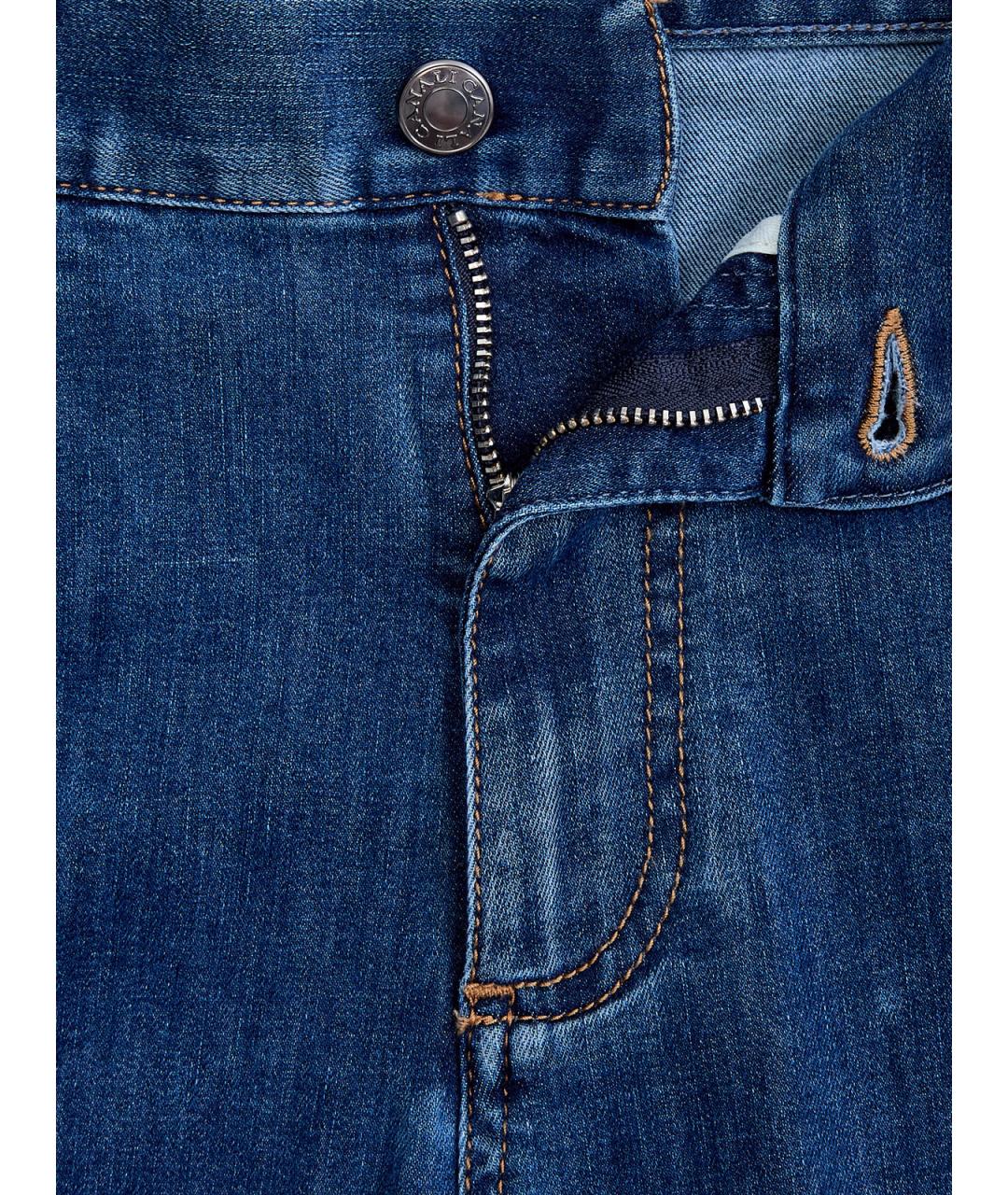 CANALI Синие хлопковые прямые джинсы, фото 6