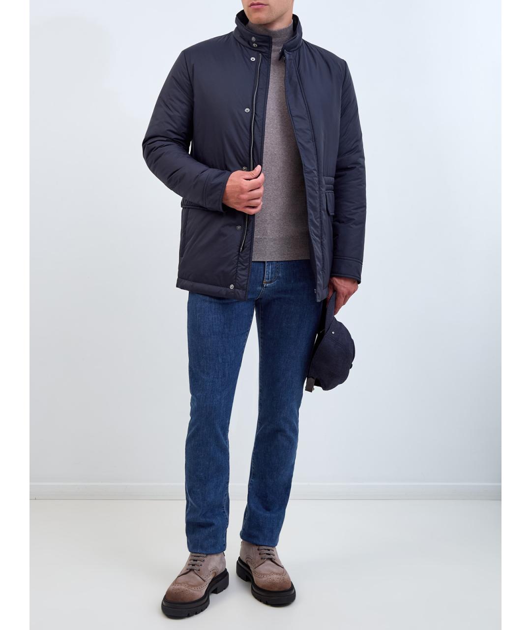 CANALI Синие хлопковые прямые джинсы, фото 2