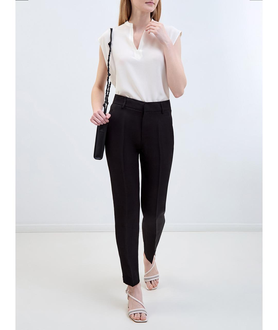 GENTRY PORTOFINO Черные льняные брюки узкие, фото 2