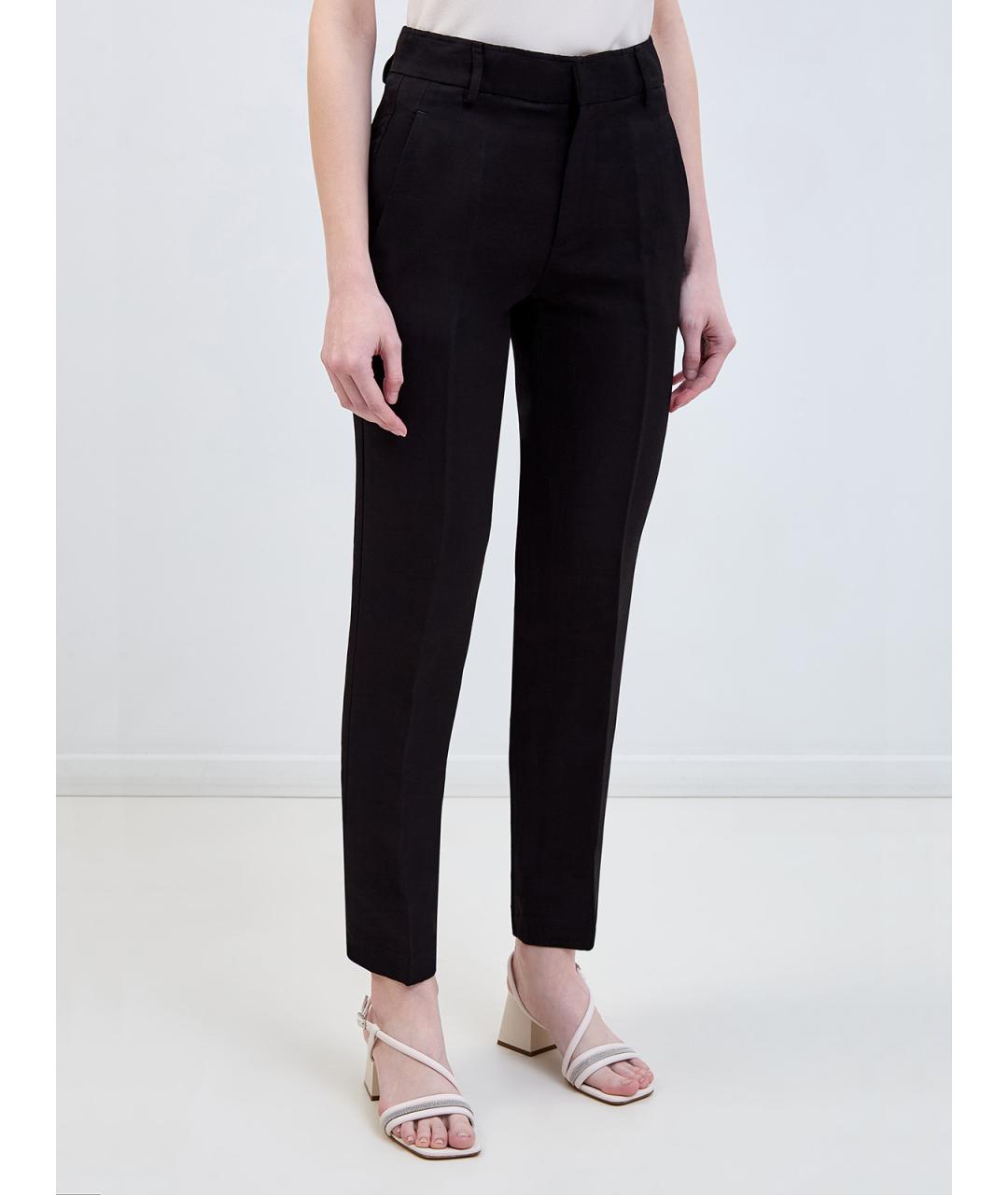 GENTRY PORTOFINO Черные льняные брюки узкие, фото 3