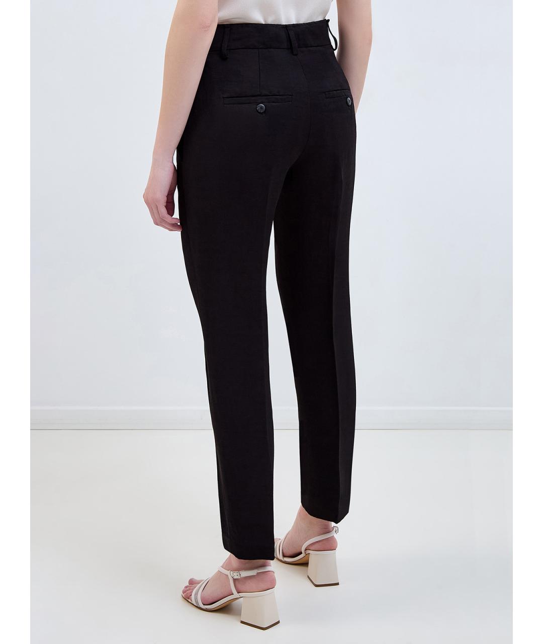 GENTRY PORTOFINO Черные льняные брюки узкие, фото 4