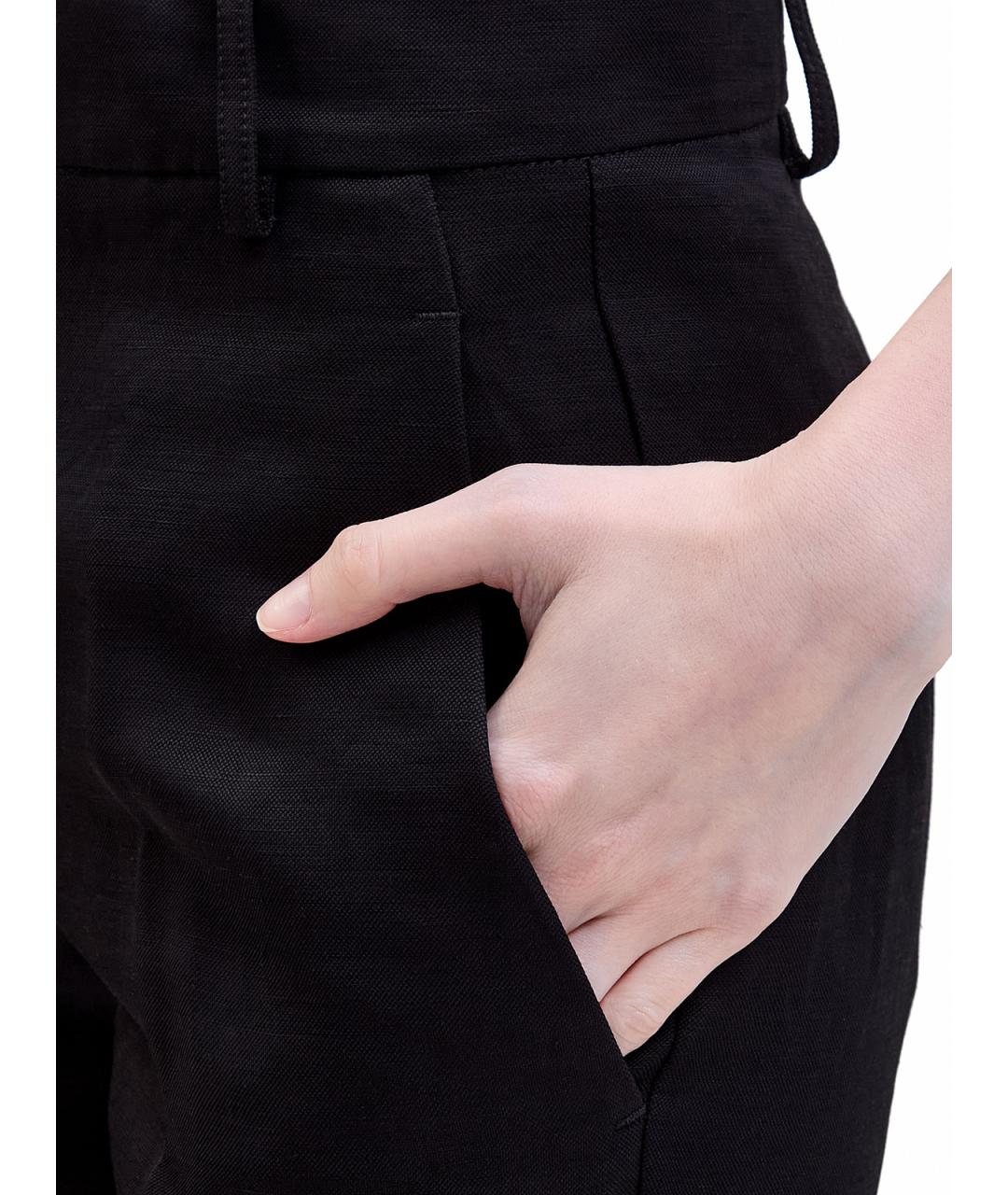 GENTRY PORTOFINO Черные льняные брюки узкие, фото 5