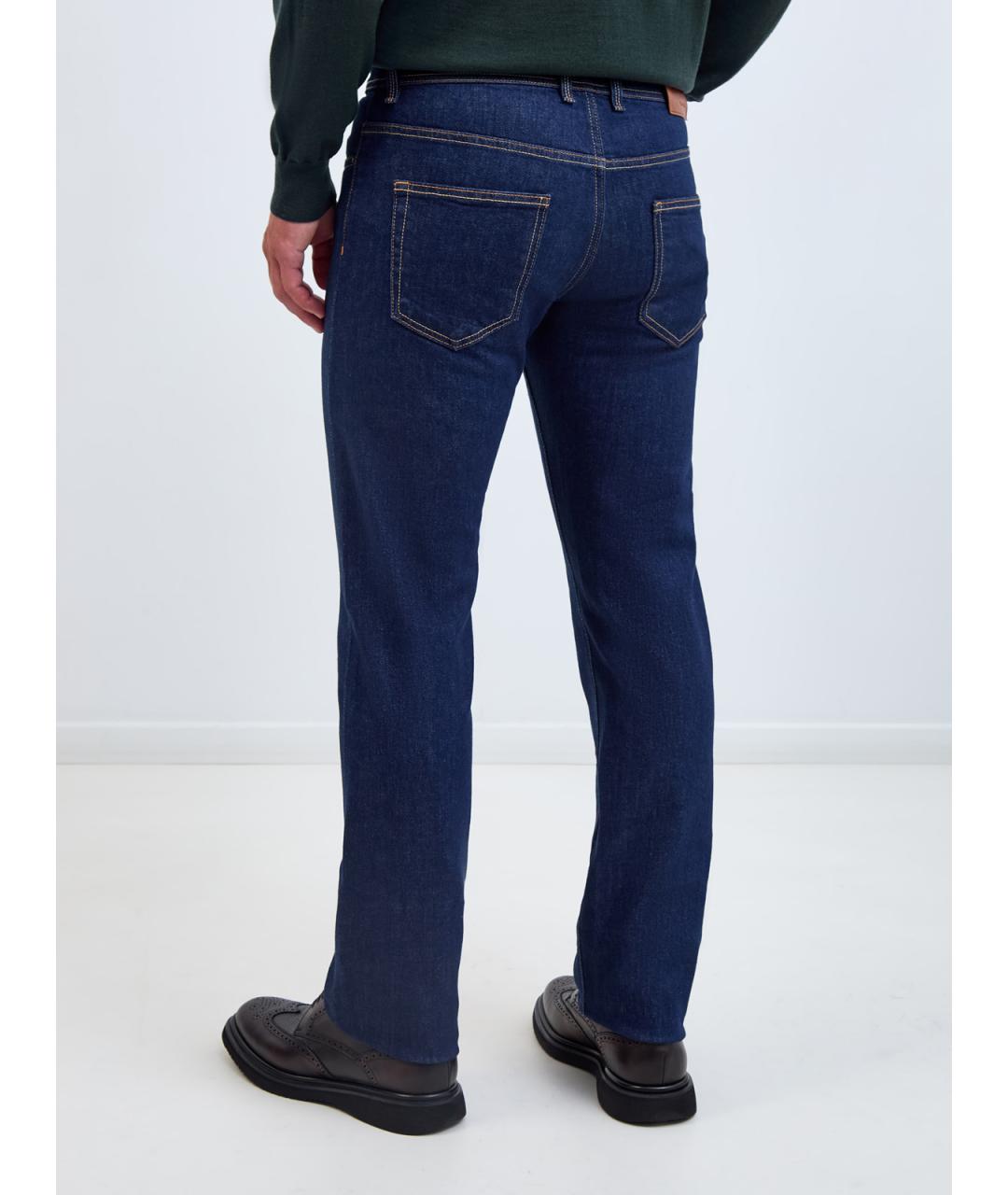 CANALI Синие хлопковые прямые джинсы, фото 4