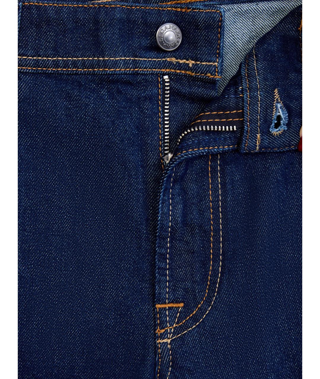 CANALI Синие хлопковые прямые джинсы, фото 6