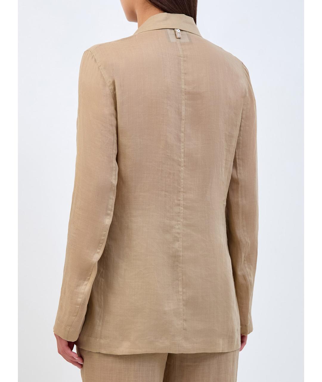 LORENA ANTONIAZZI Бежевый льняной жакет/пиджак, фото 4