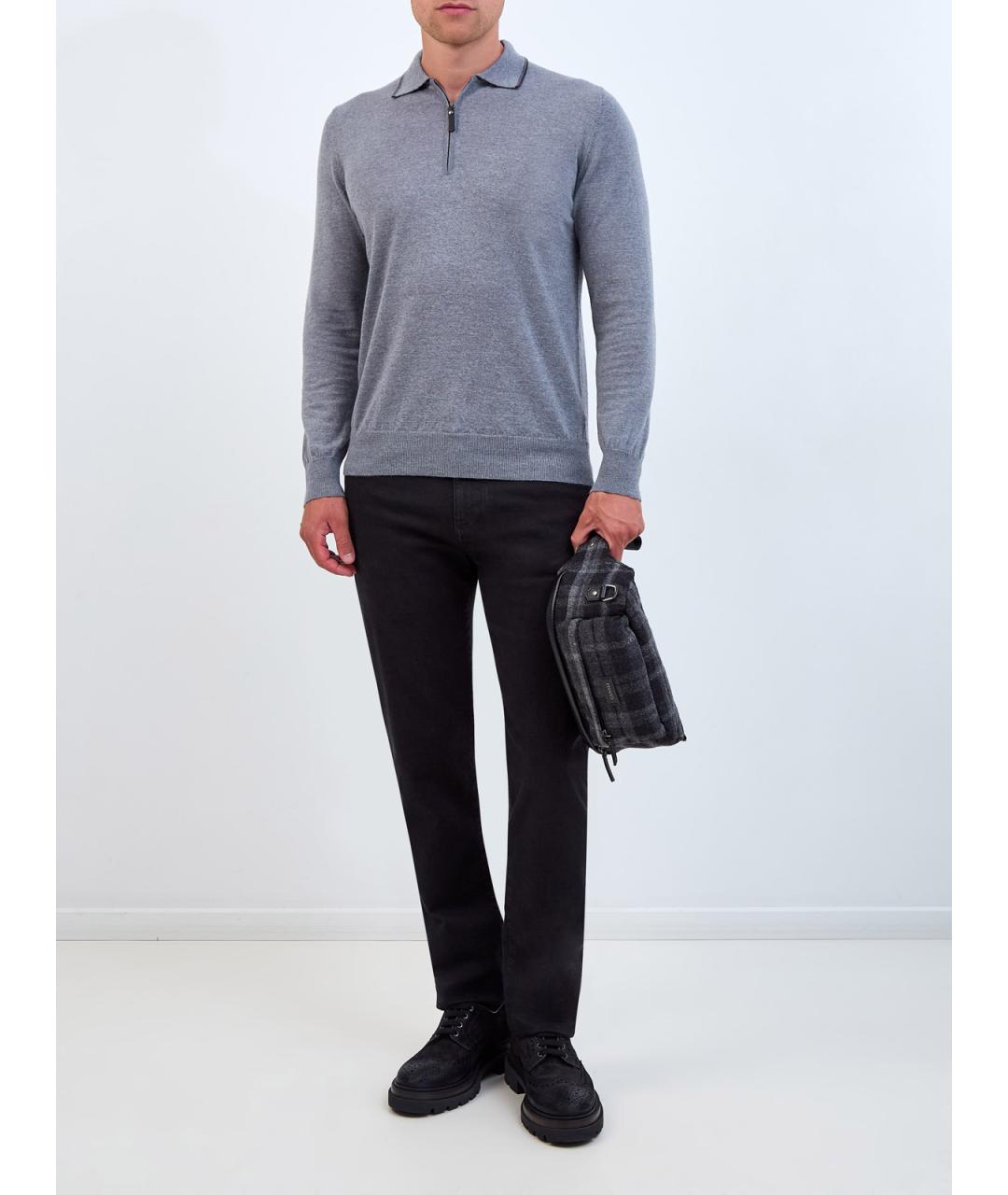 CANALI Черные хлопковые прямые джинсы, фото 2