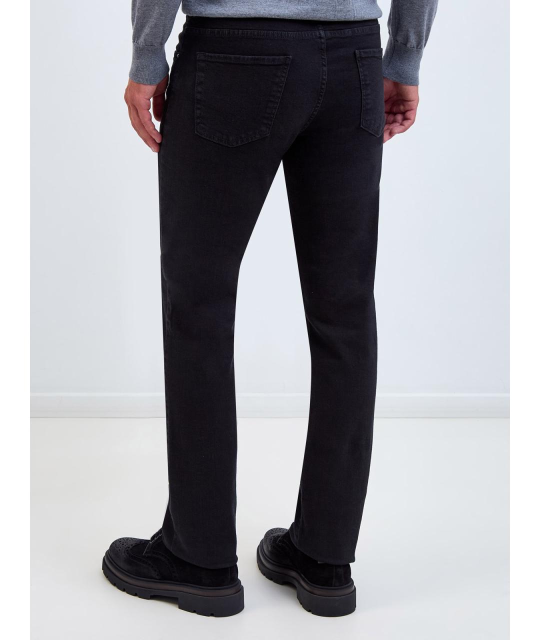 CANALI Черные хлопковые прямые джинсы, фото 4