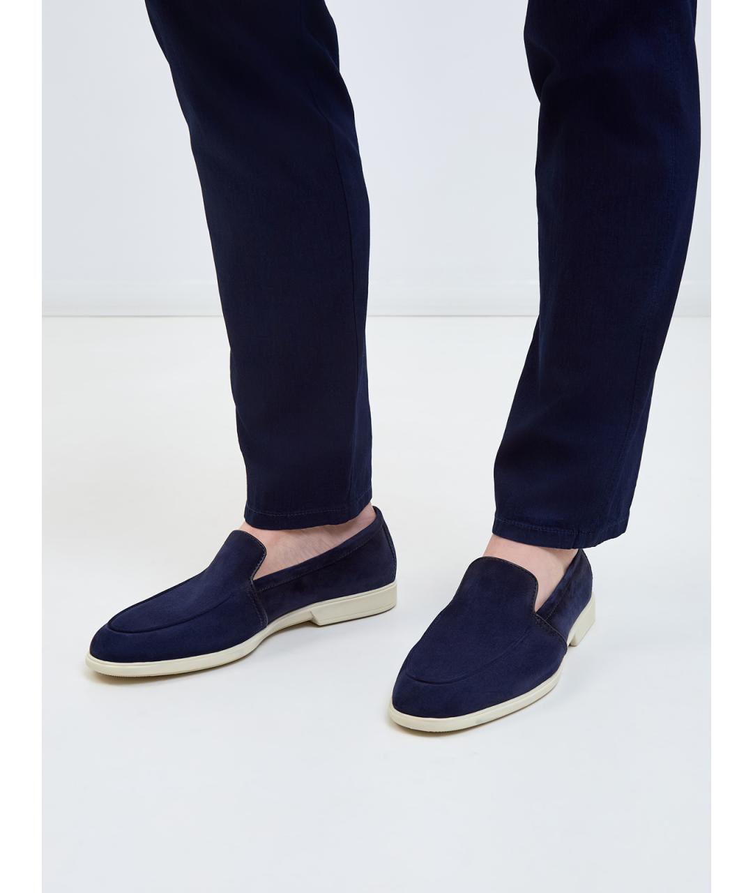 SANTONI Темно-синие замшевые лоферы, фото 2