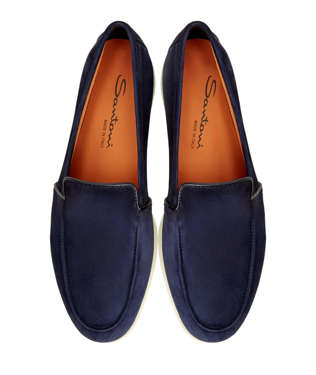 SANTONI Темно-синие замшевые лоферы, фото 6