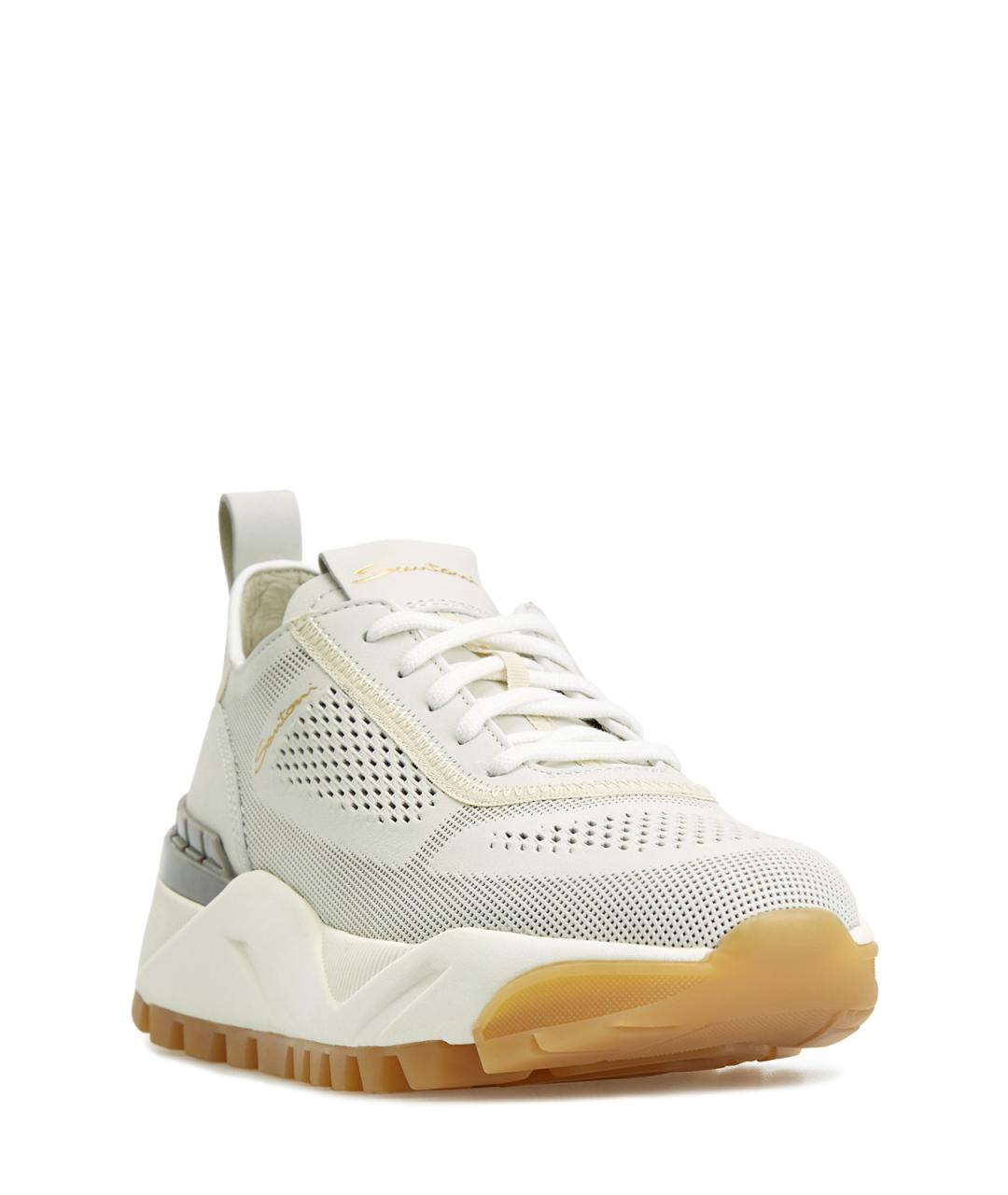 SANTONI Белые кожаные кроссовки, фото 3