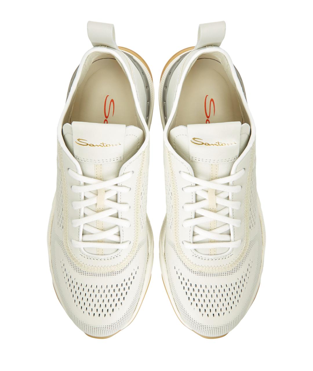 SANTONI Белые кожаные кроссовки, фото 6