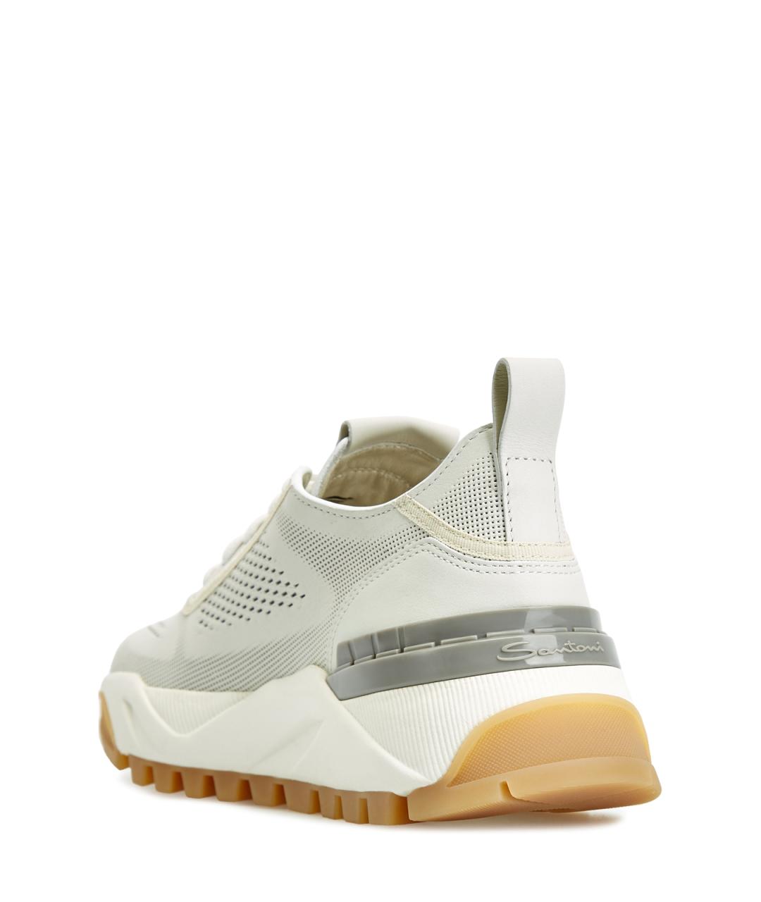 SANTONI Белые кожаные кроссовки, фото 4