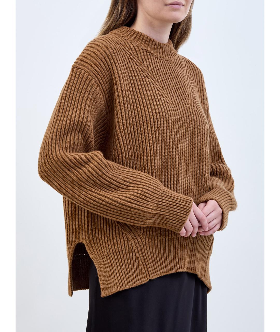 JIL SANDER Коричневый шерстяной джемпер / свитер, фото 3