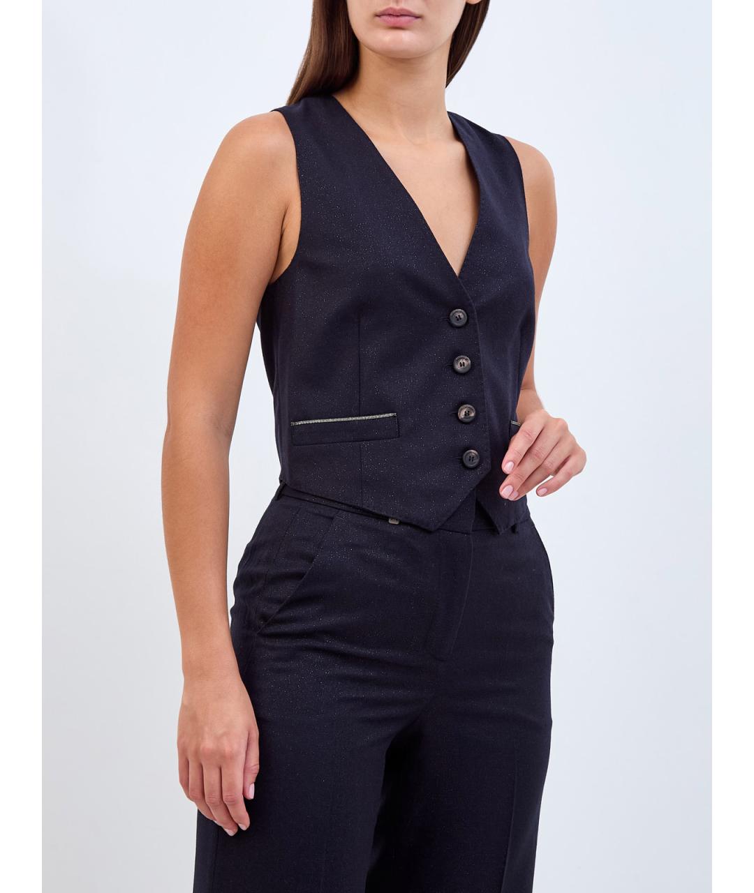 PESERICO Темно-синий шерстяной жилет, фото 3