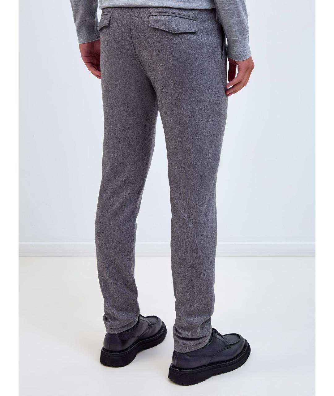ELEVENTY Серые шерстяные повседневные брюки, фото 4
