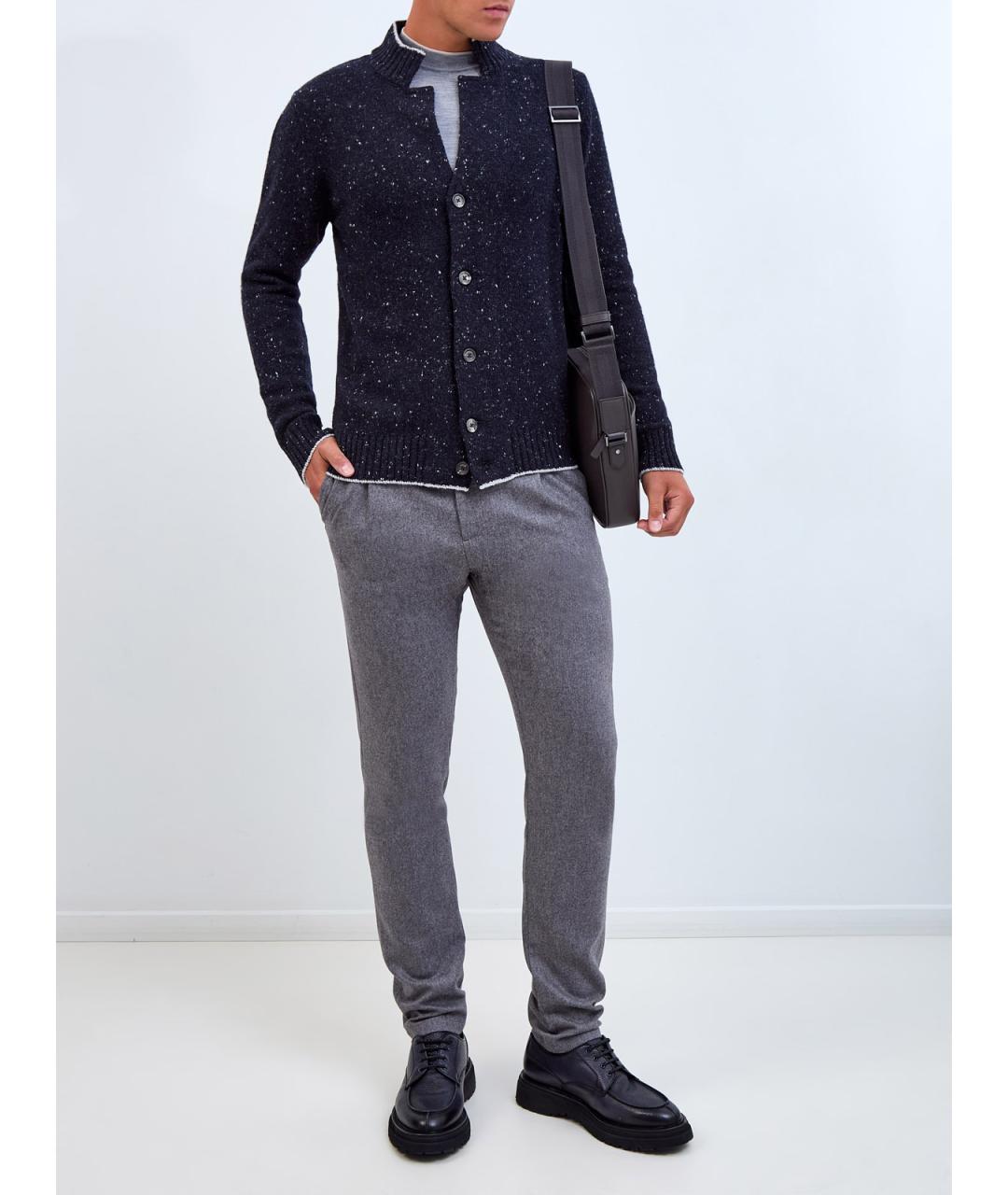 ELEVENTY Серые шерстяные повседневные брюки, фото 2