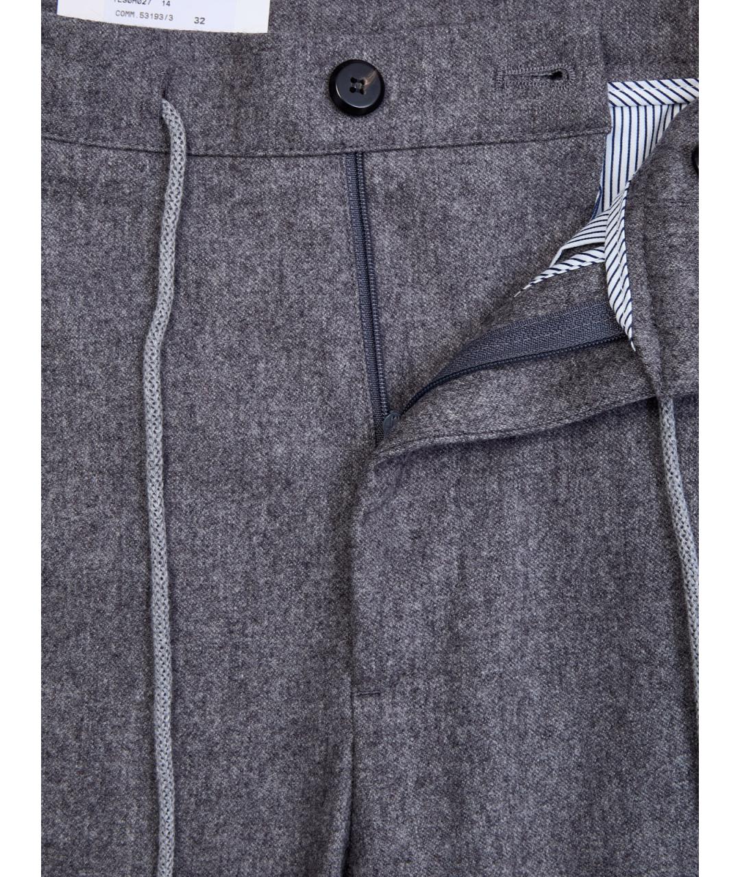 ELEVENTY Серые шерстяные повседневные брюки, фото 6
