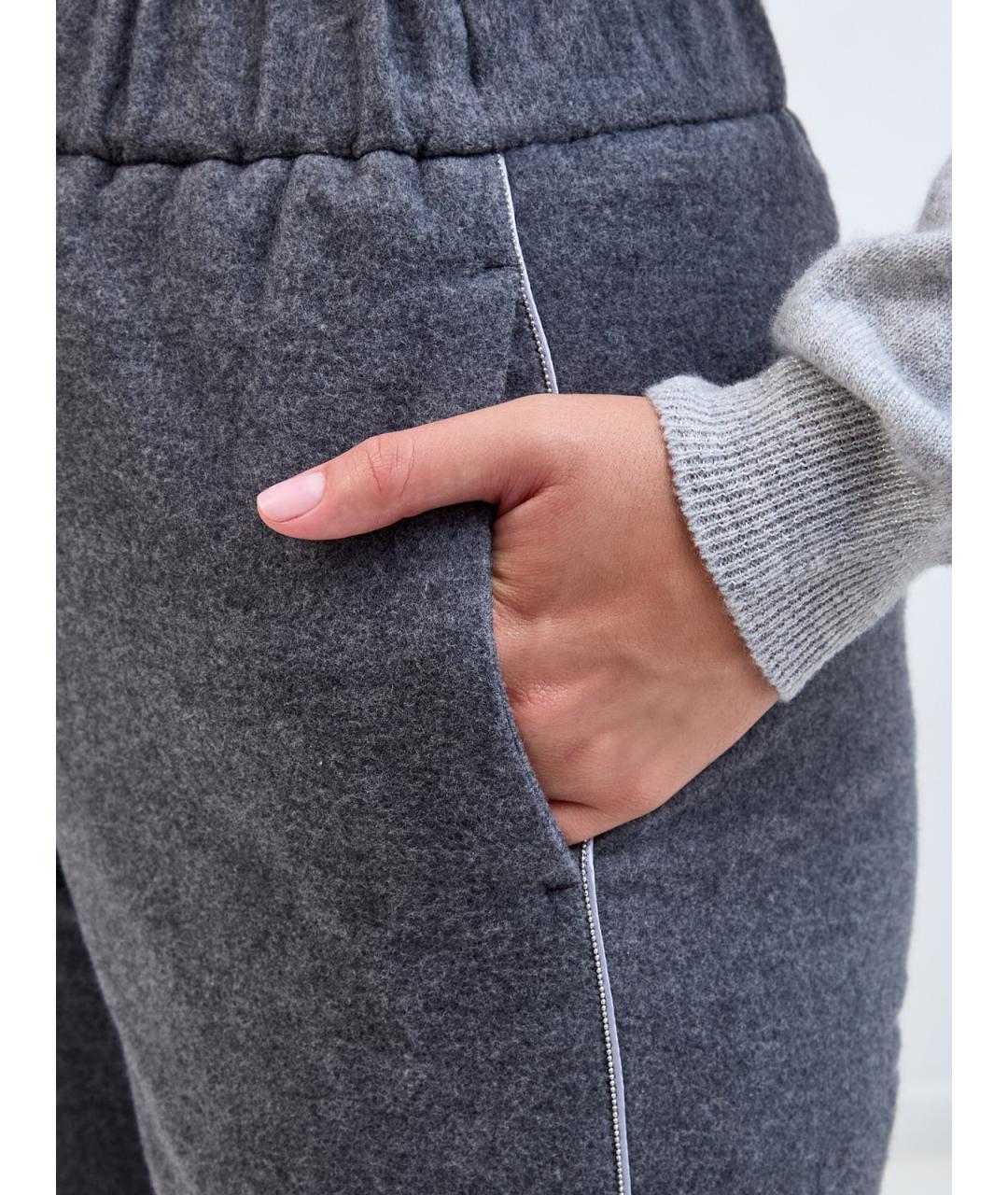 PESERICO Серые хлопковые брюки узкие, фото 5