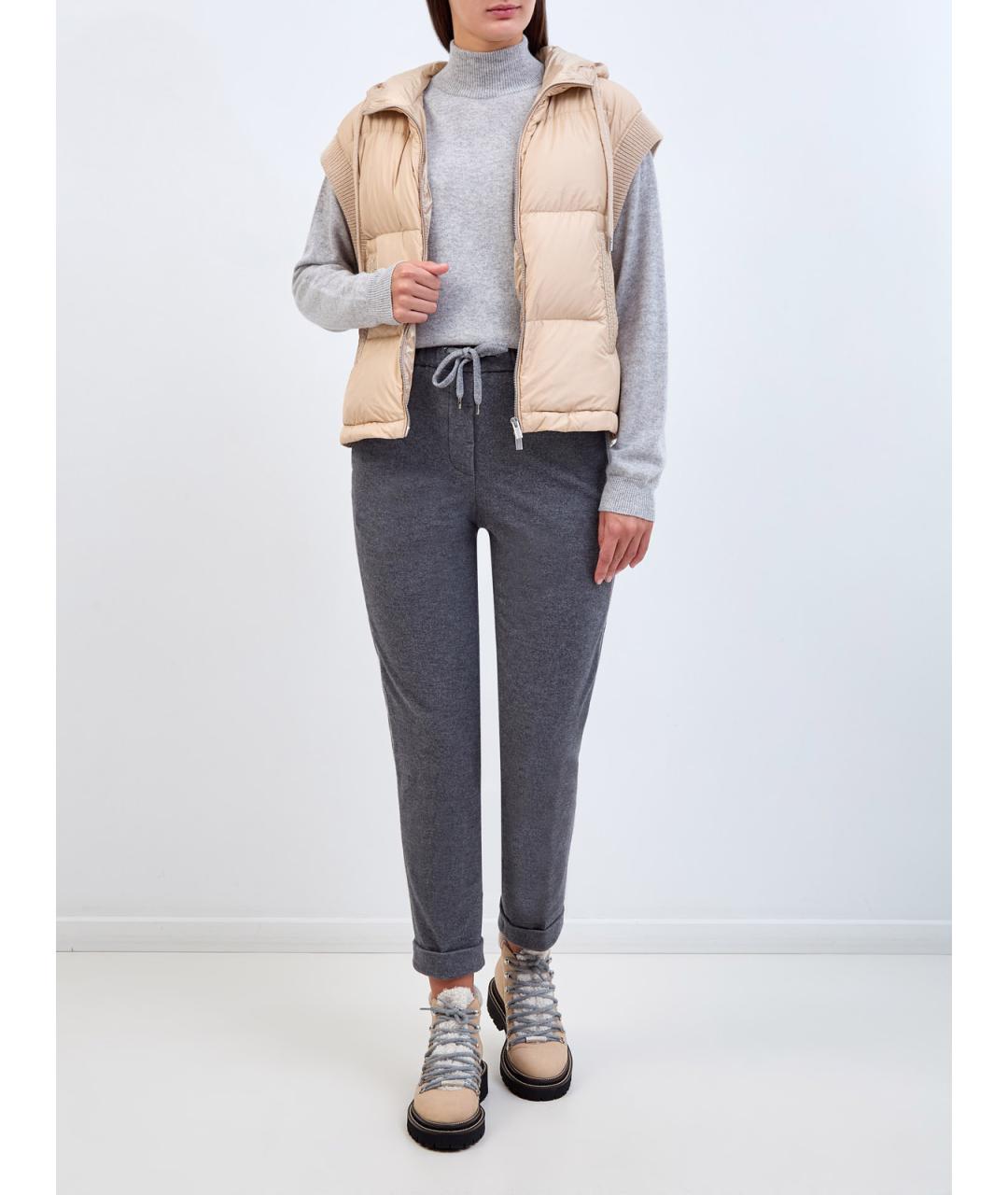 PESERICO Серые хлопковые брюки узкие, фото 2