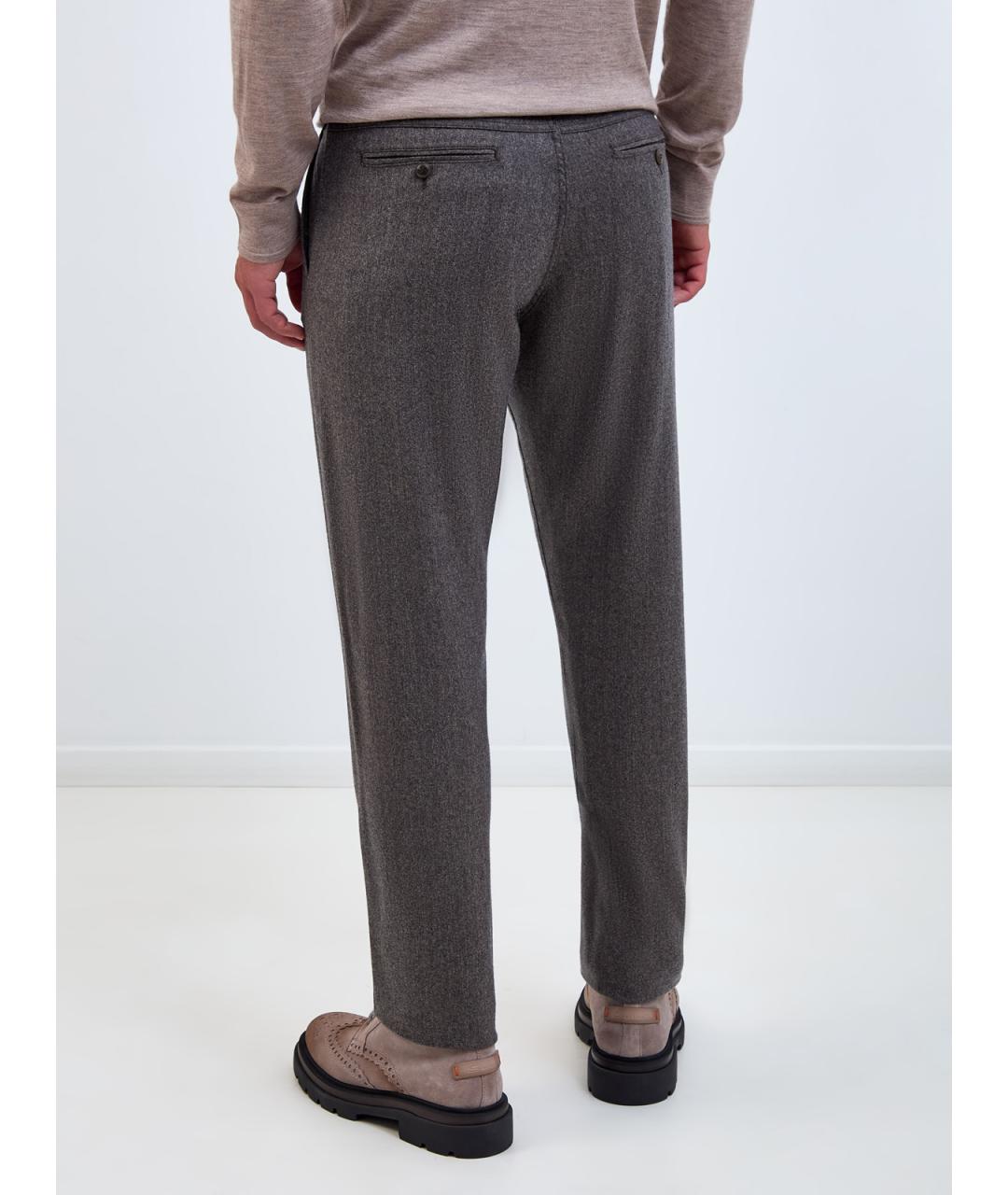 CANALI Бежевые шерстяные повседневные брюки, фото 4