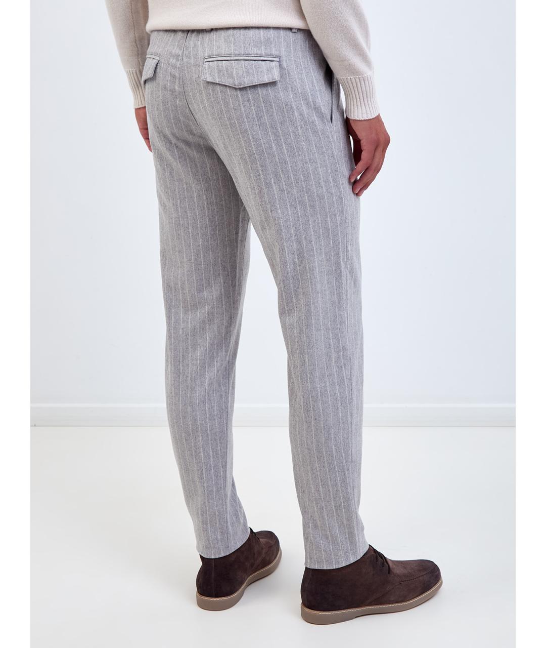 ELEVENTY Серые шерстяные повседневные брюки, фото 4