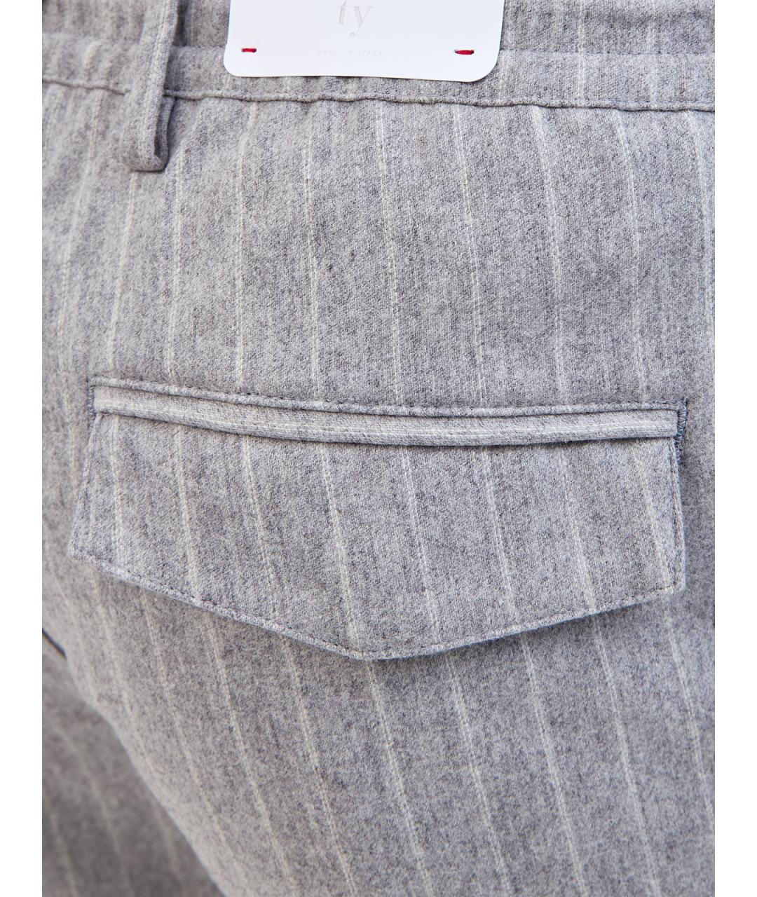 ELEVENTY Серые шерстяные повседневные брюки, фото 5