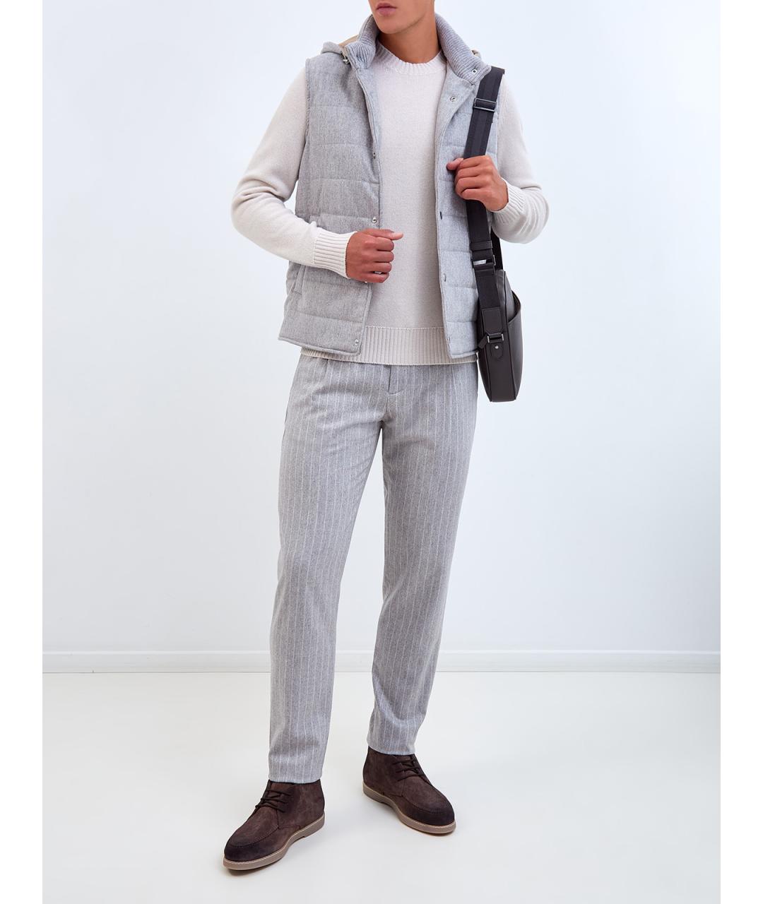 ELEVENTY Серые шерстяные повседневные брюки, фото 2