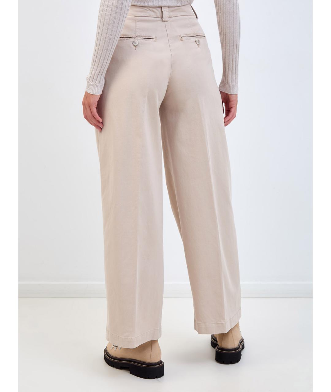 PESERICO Бежевые хлопковые прямые брюки, фото 4