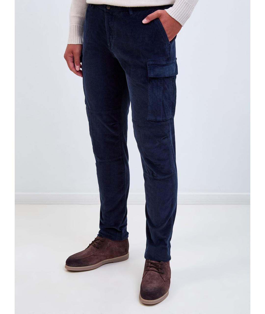 ELEVENTY Синие хлопковые повседневные брюки, фото 3