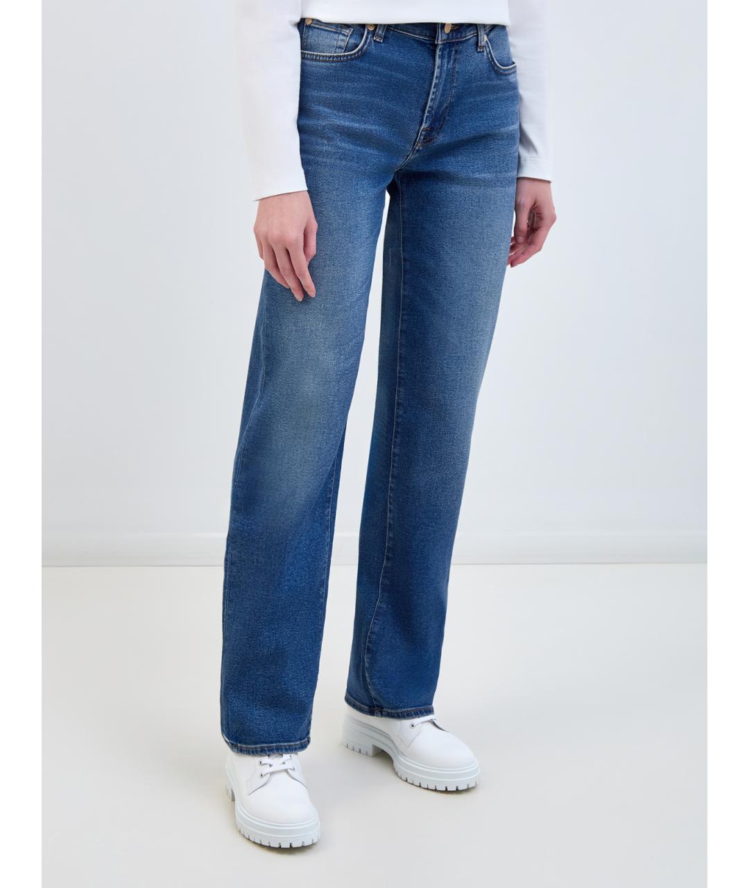 7 FOR ALL MANKIND Синие хлопковые прямые джинсы, фото 3