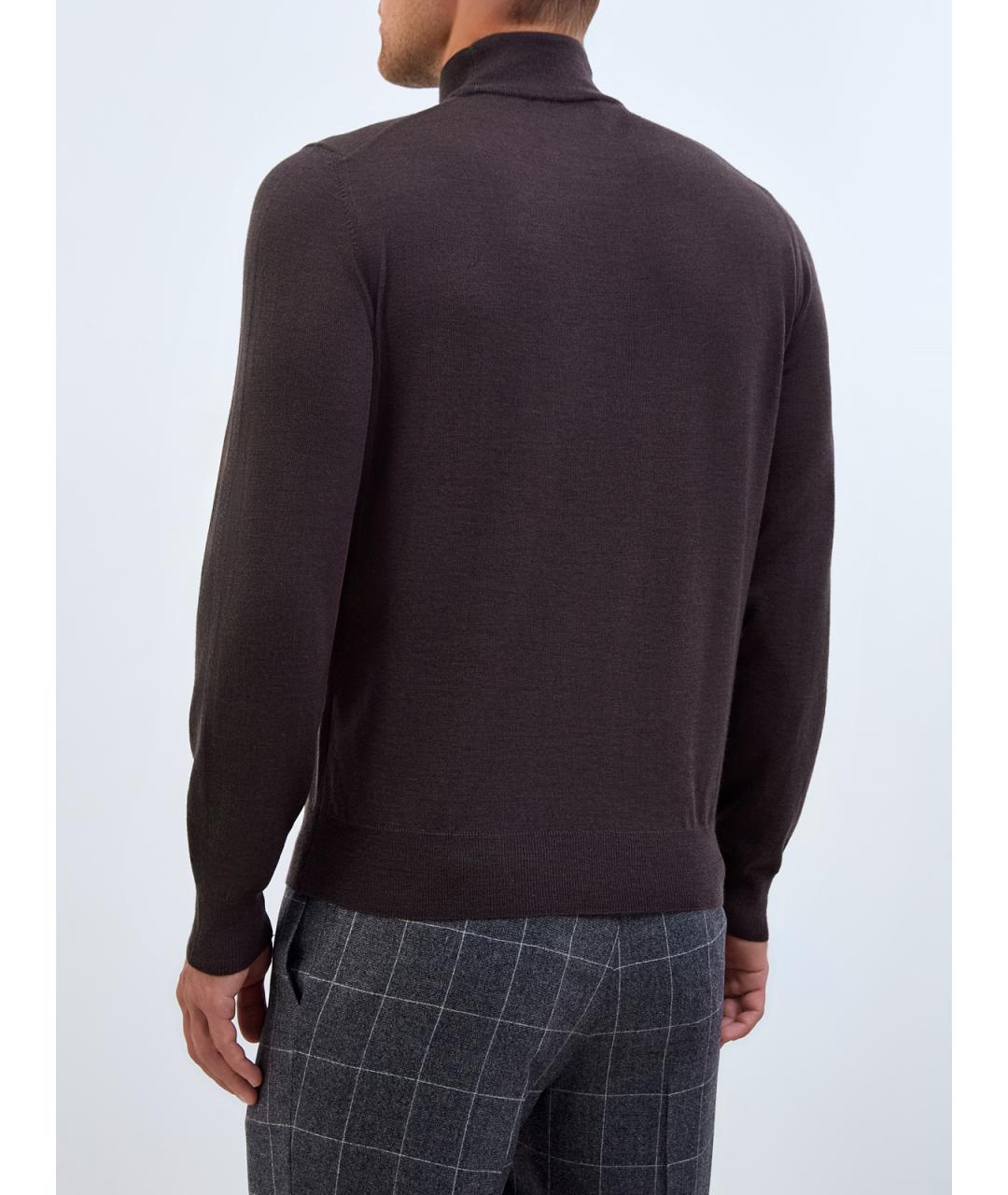 CANALI Коричневая шерстяная водолазка, фото 4