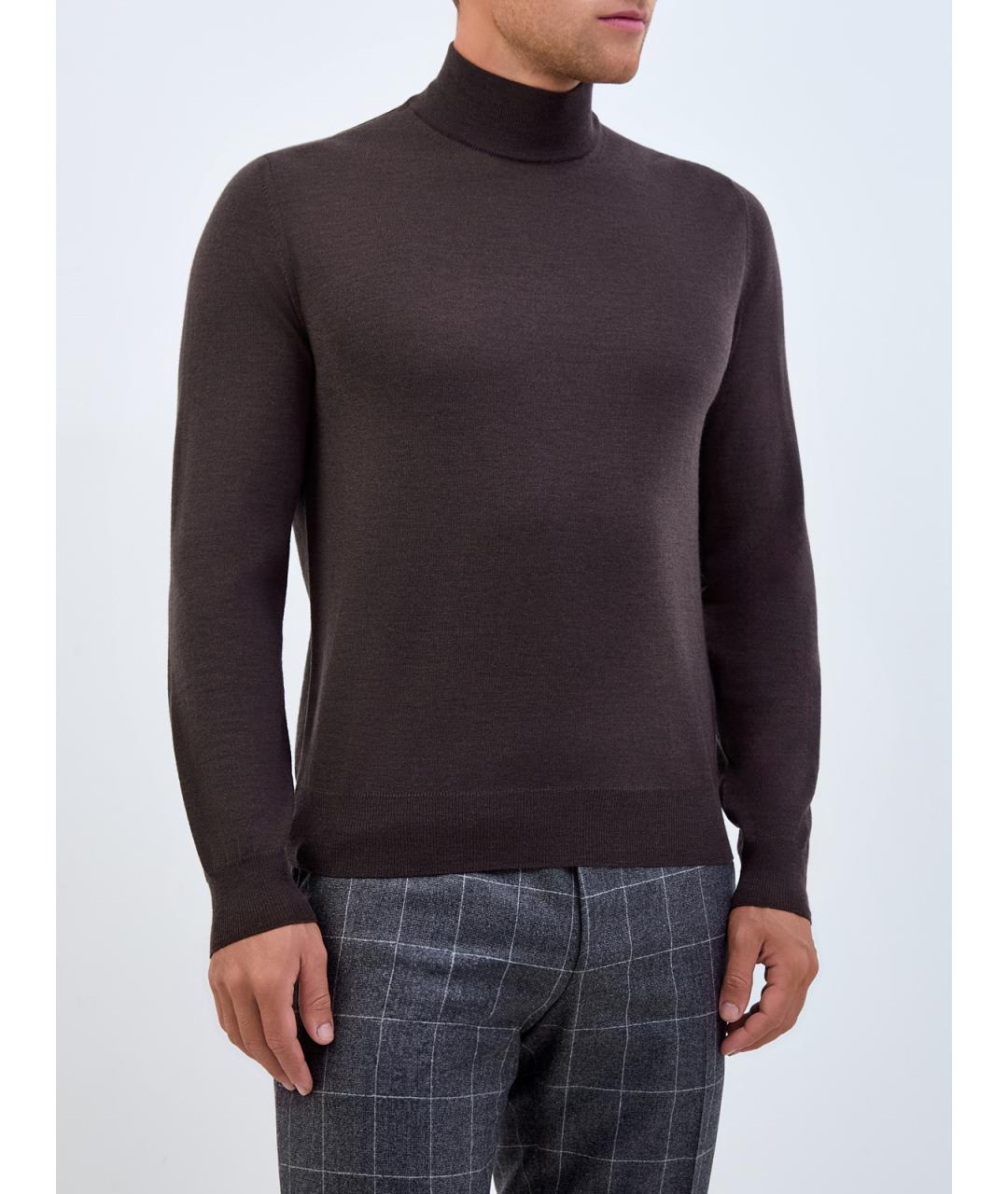 CANALI Коричневая шерстяная водолазка, фото 3
