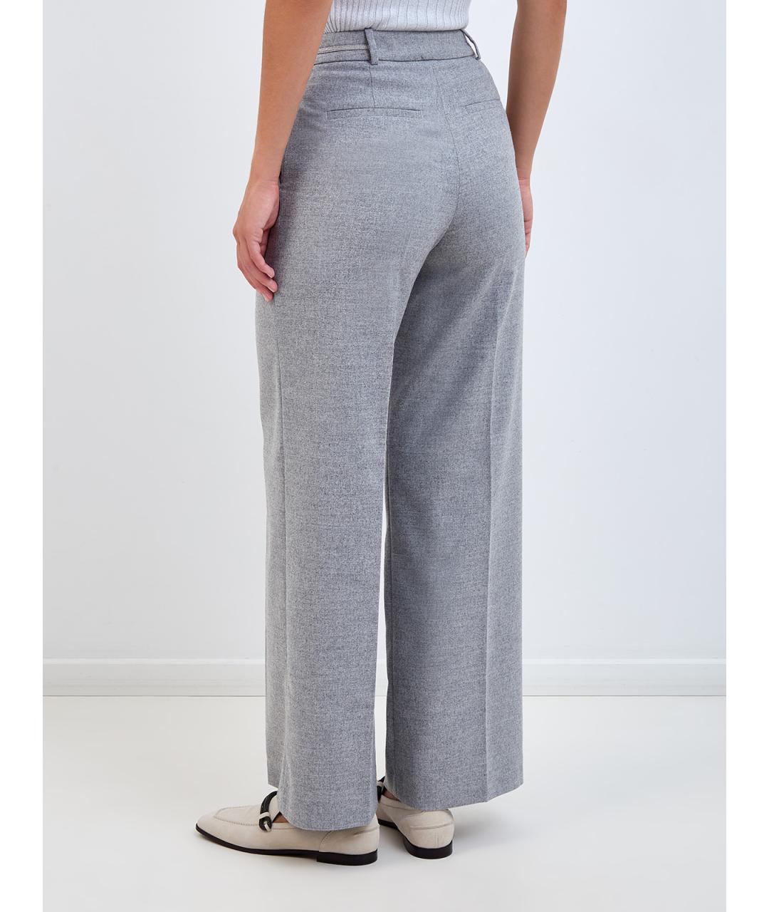 PESERICO Серые шерстяные прямые брюки, фото 4