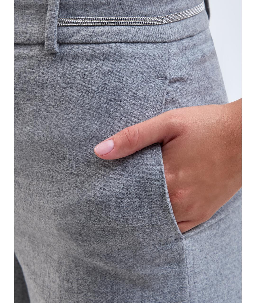 PESERICO Серые шерстяные прямые брюки, фото 5