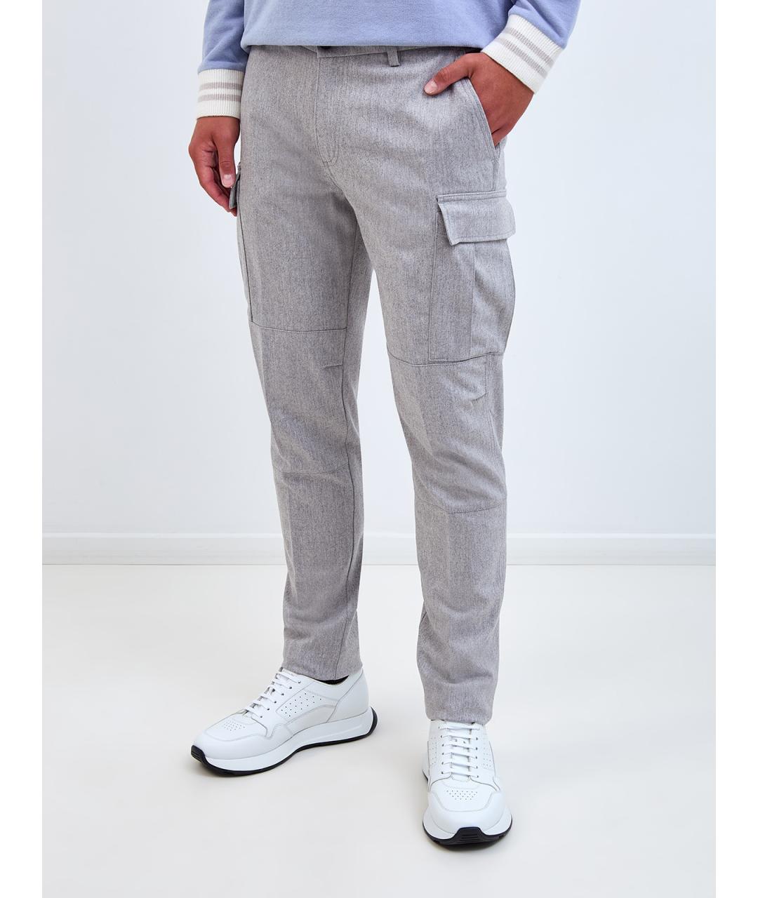 ELEVENTY Серые шерстяные повседневные брюки, фото 3