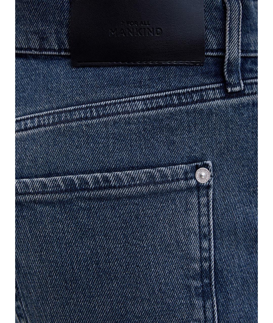 7 FOR ALL MANKIND Синие хлопко-эластановые прямые джинсы, фото 5
