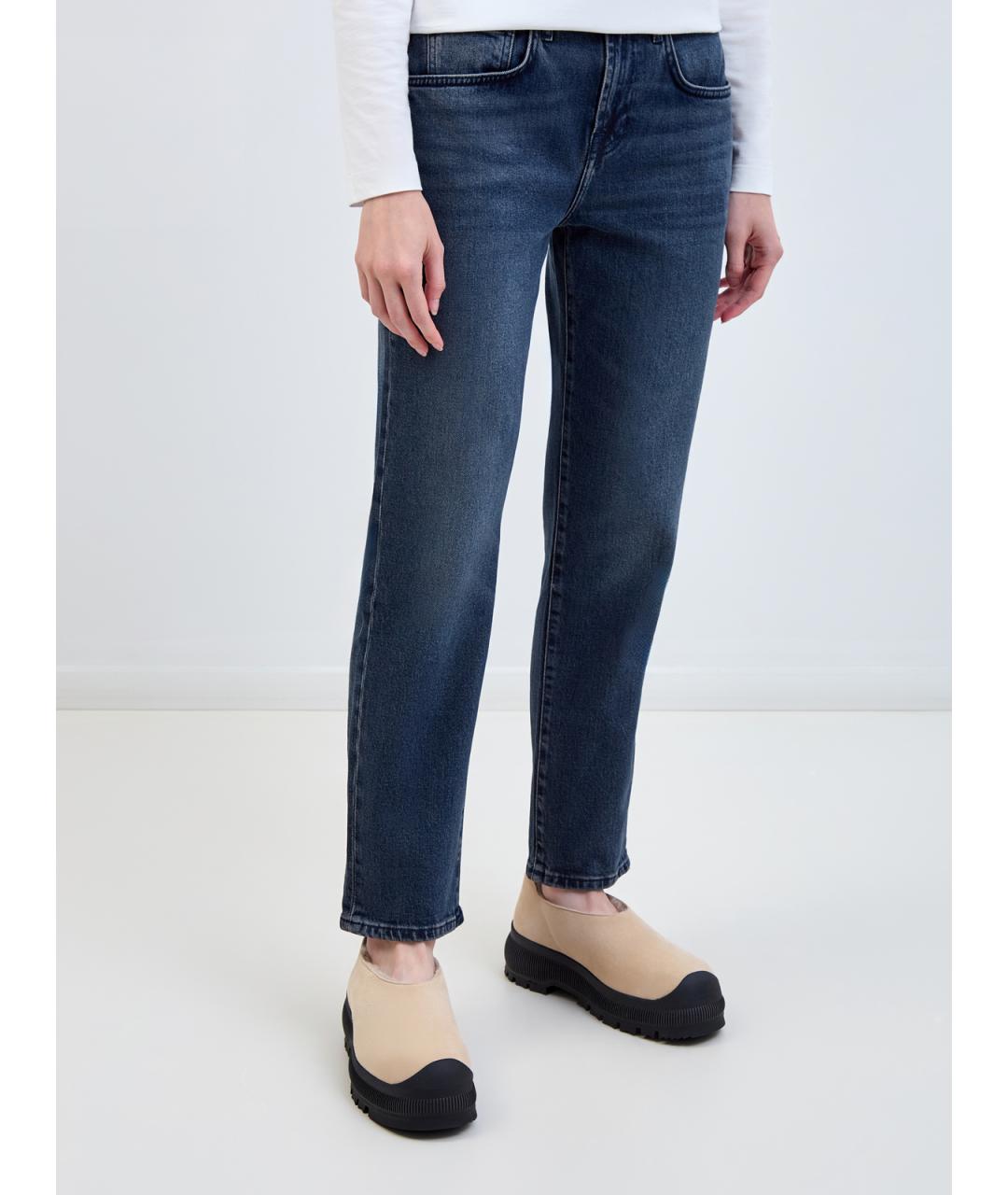 7 FOR ALL MANKIND Синие хлопко-эластановые прямые джинсы, фото 3