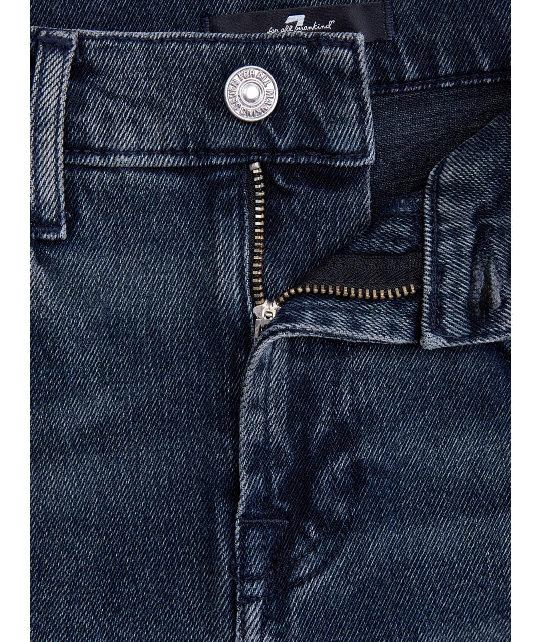 7 FOR ALL MANKIND Синие хлопко-эластановые прямые джинсы, фото 6