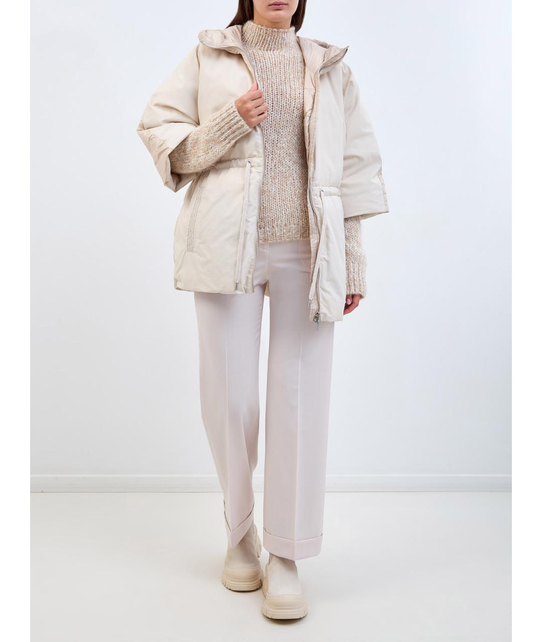 PESERICO Бежевые полиэстеровые прямые брюки, фото 2