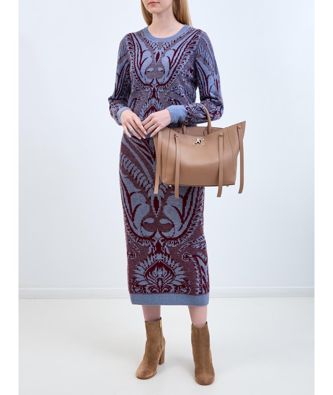 ETRO Голубая шерстяная юбка миди, фото 2