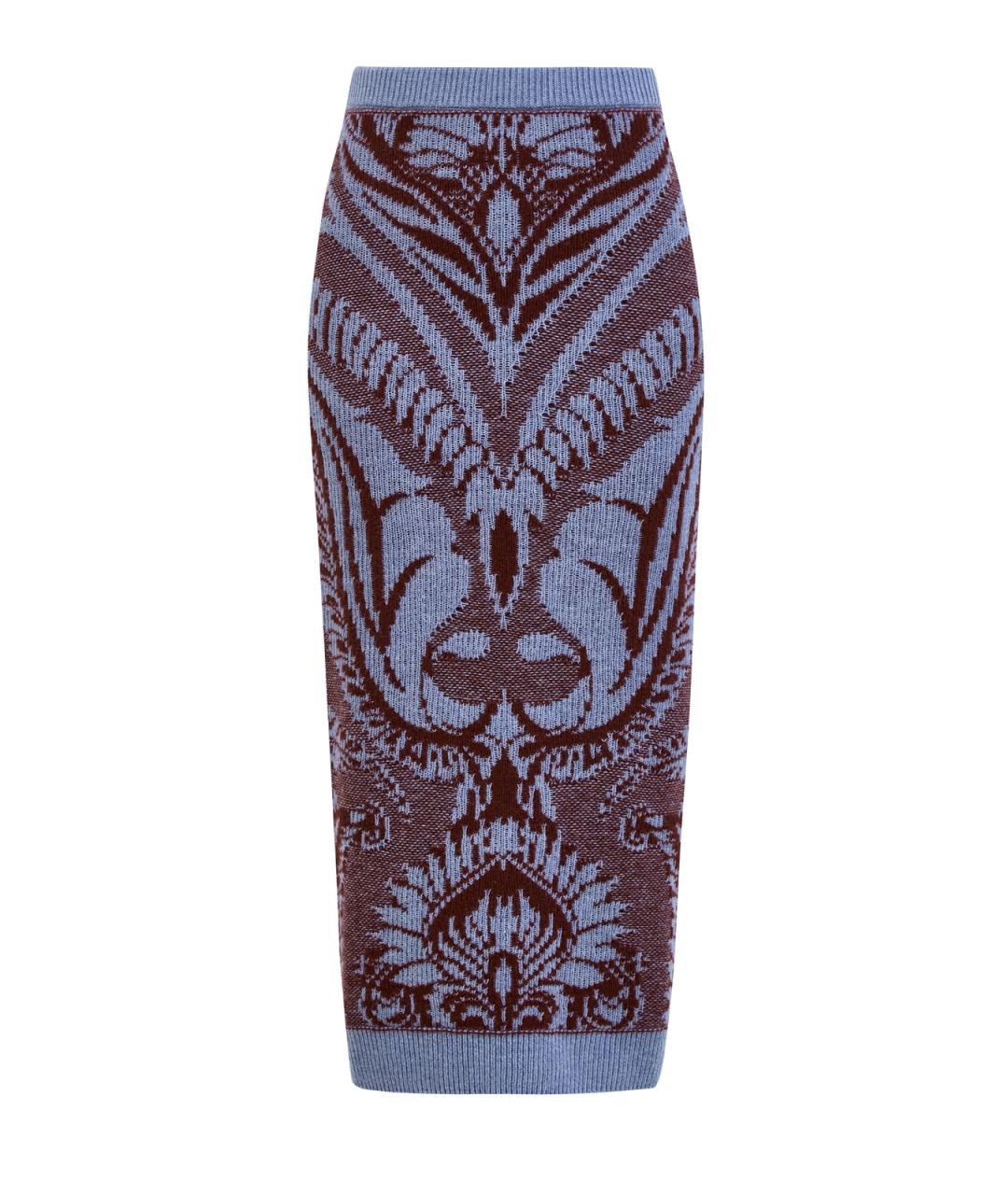 ETRO Голубая шерстяная юбка миди, фото 1