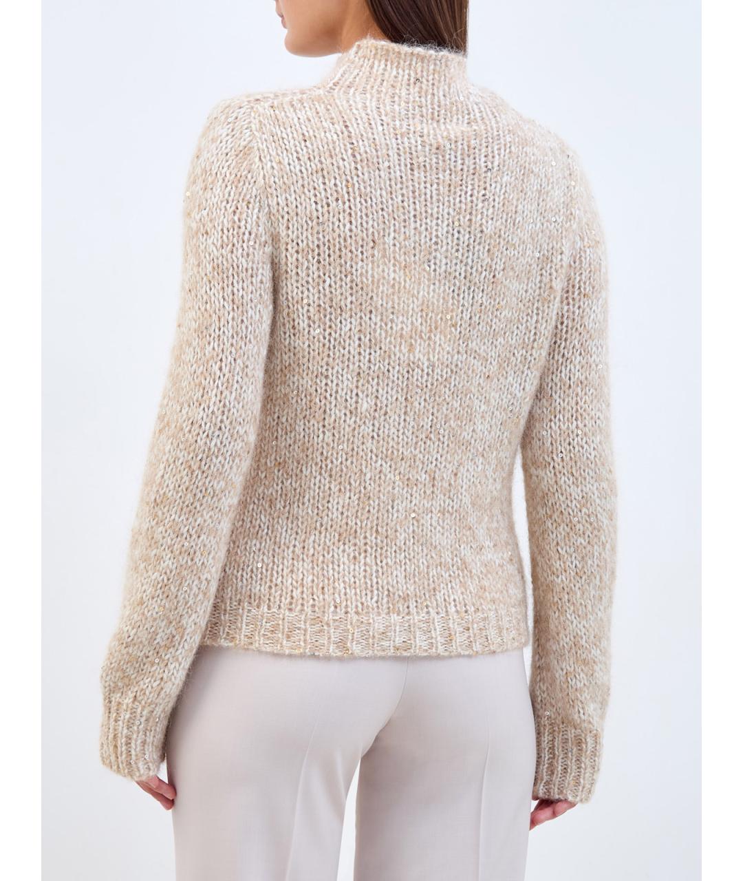 PESERICO Бежевый шерстяной джемпер / свитер, фото 4