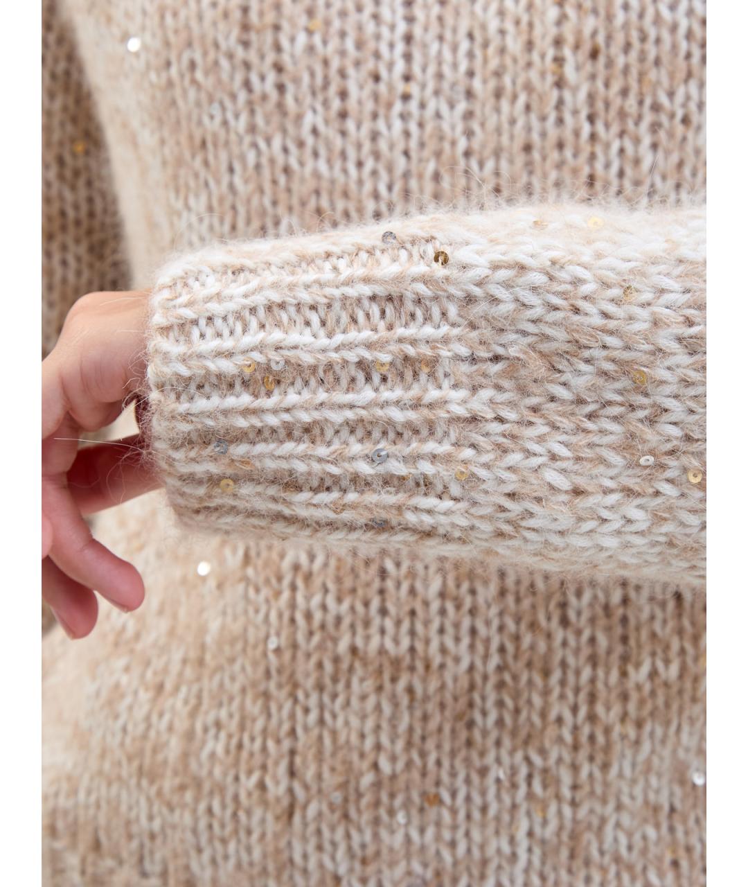 PESERICO Бежевый шерстяной джемпер / свитер, фото 5