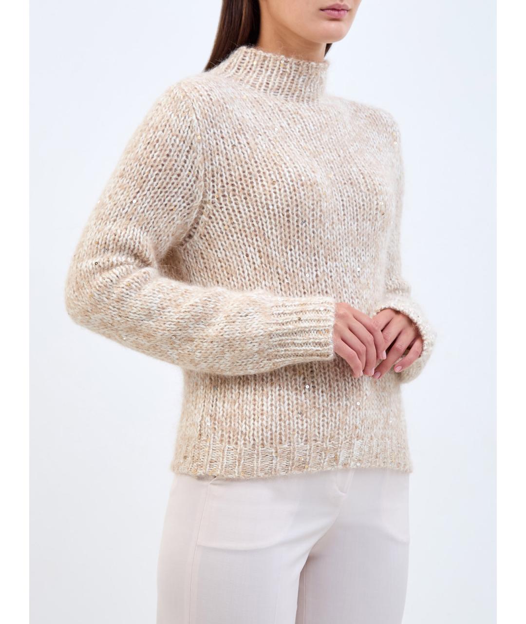 PESERICO Бежевый шерстяной джемпер / свитер, фото 3