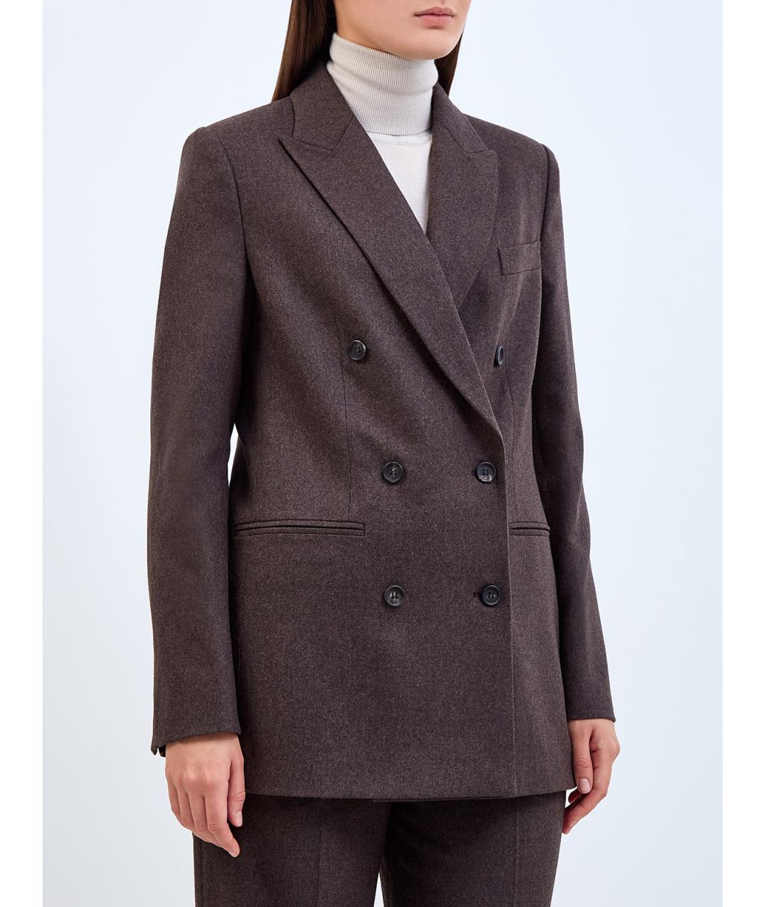 LORENA ANTONIAZZI Коричневый шерстяной жакет/пиджак, фото 3