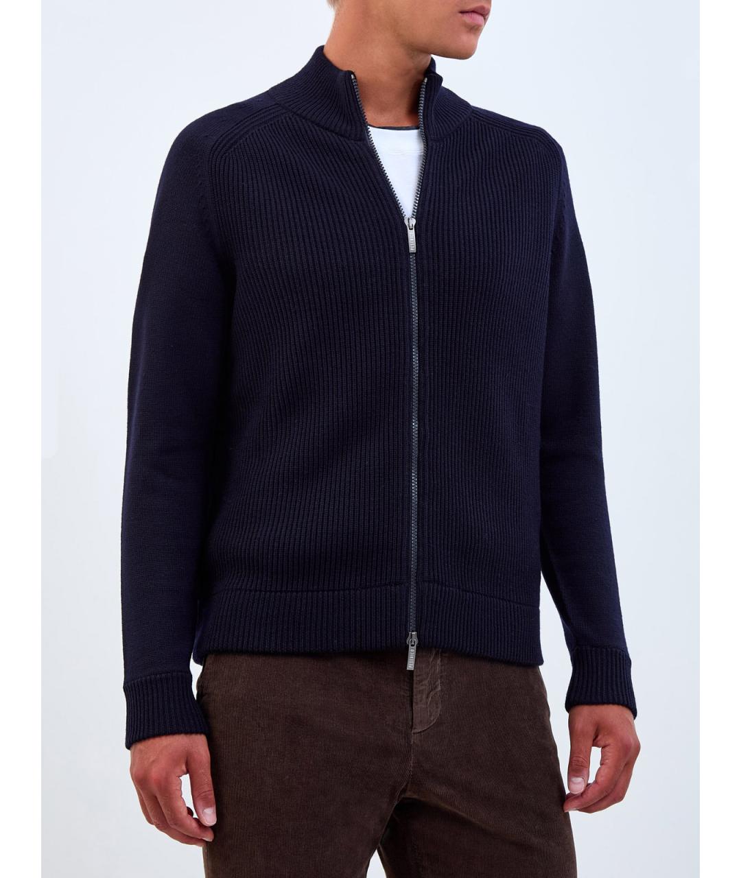 PESERICO Темно-синий шерстяной кардиган, фото 3